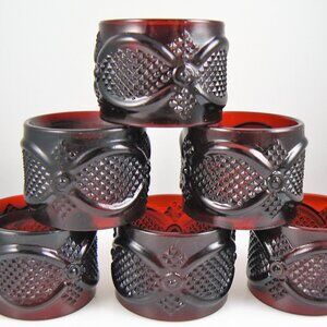 VINTAGE AVON RUBY RED GLASS NAPKIN RINGS HOLDERS